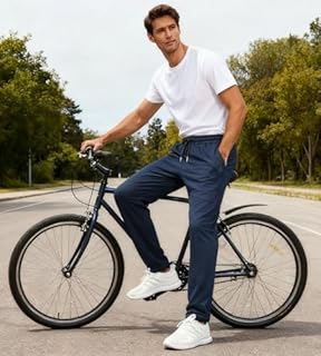 HODOSPORTS 32"/34"/36"/38" Inseam, Tall Men's Sweatpants, Zip Pocket, Extra Tall Workout Trousers, Navy, Large