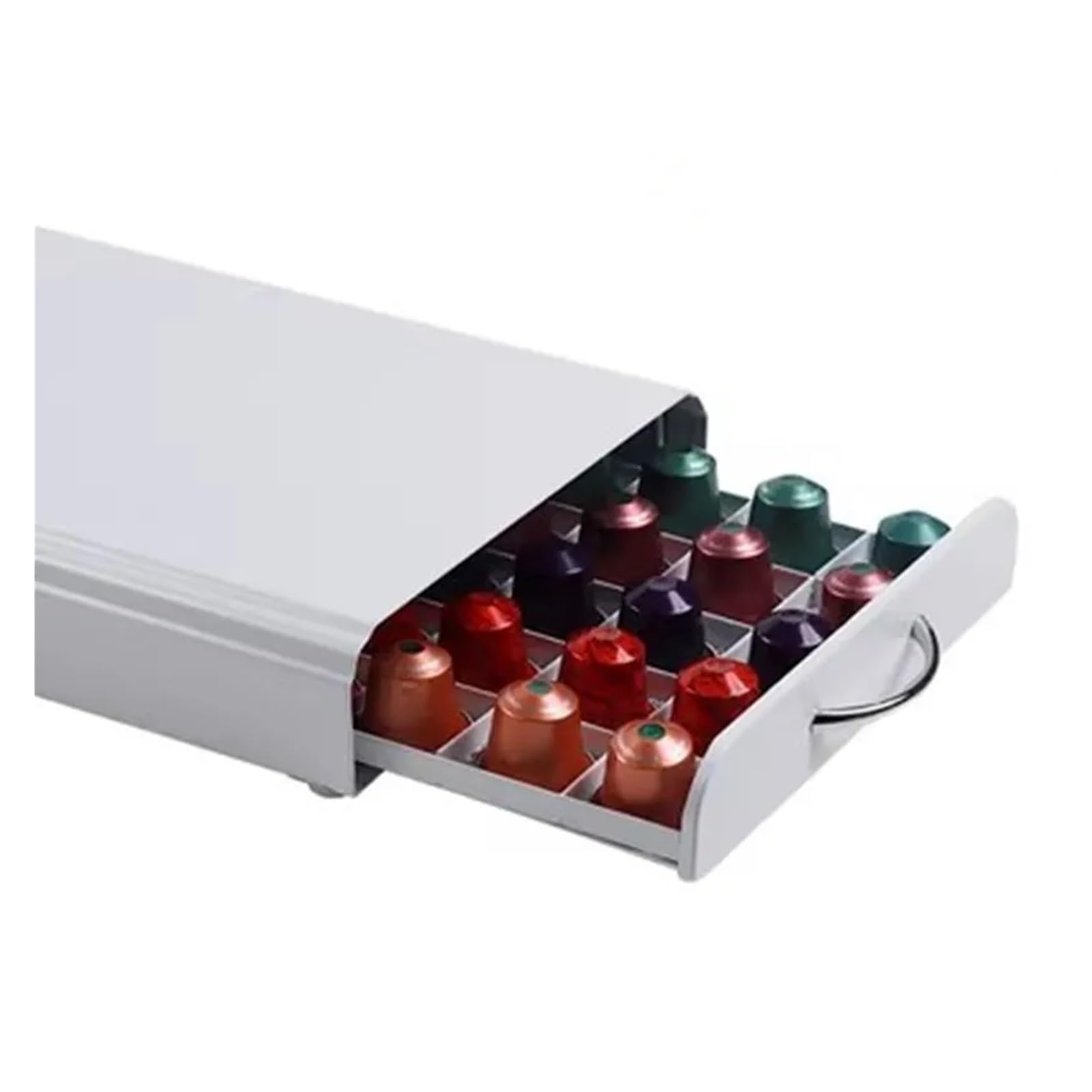 Uchwyt na kapsułki do kawy na 50 kapsułek, praktyczna szuflada do przechowywania kawy na 40 kapsułek, kompatybilna z Nespresso, stylowy czarny design