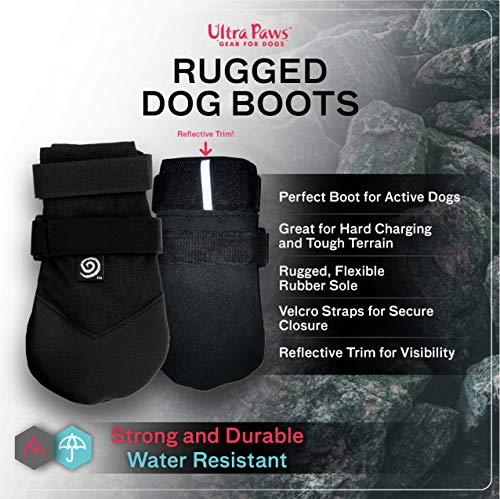 Ultra Paws Rugged Dog Boots & Paw Protectors For Small, Medium And Large Dogs Black (Size 4) #TOP1