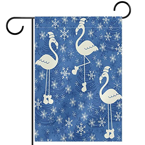 Drapeau de Noël bleu en polyester pongé premium imprimé double face