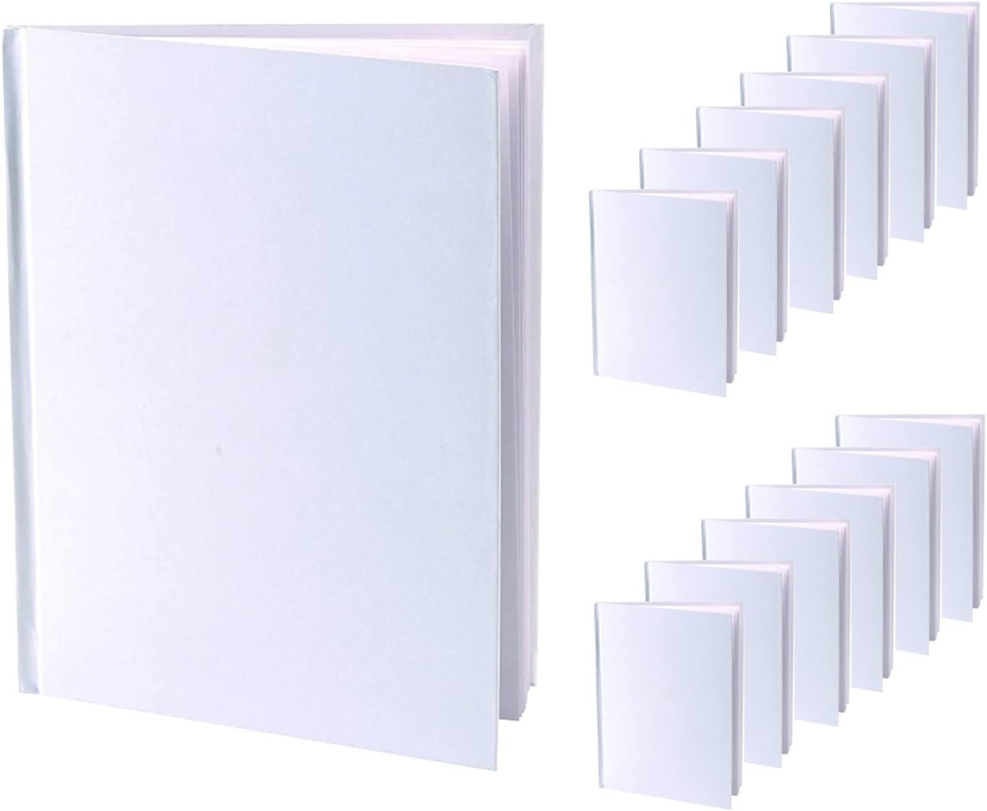 Blank Books (Pack of 12) - 6" W x 8" H Hardcover with Unlined White Pages - 32 Pages (16 Sheets) per Book for Kids, Students, Adults and All Ages, Use for Creative Story, Sketches, Book Making Kit
