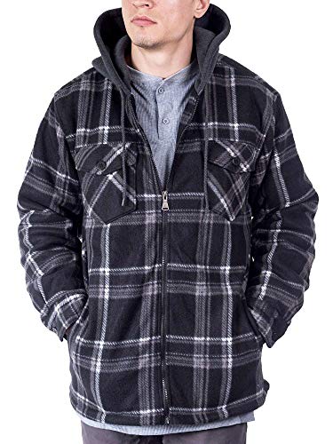 Visive Lined Flannel Sherpa Jacket for Men Thick Fleece Heavy Zip up Hoodies Big and Tall Plaid Quilted Mens Flannel Jackets2