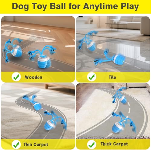 Interaktives Hundespielzeug, Interaktiver Spielball für Hunde，Zauberball Hund, Elektrischer Spielball mit Schwanz, Reduziert Langeweile & Stress, für kleine/mittlere Hunde, Weihnachtsspielzeug(Blau)
