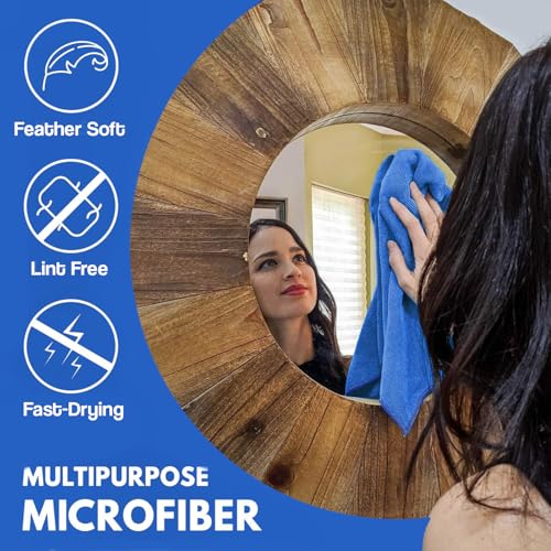 Image of Allextreme 340 GSM Microfiber Cloth Reusable Lint & Streak-Free Extra Soft Super Absorbent Double Sided Plush Towel for Car Bike Detail Cleaning Kitchen Window Wash Drying (40 X 40cm, 4Pc, Blue)