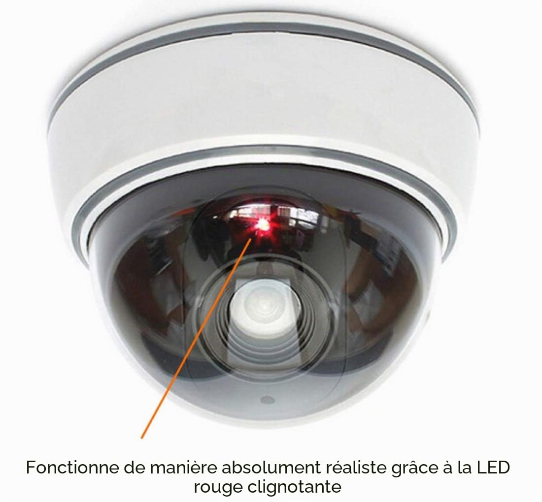 O&W Security Lot de 2 caméras dôme factice professionnelles avec LED clignotante avec objectif et clignotant