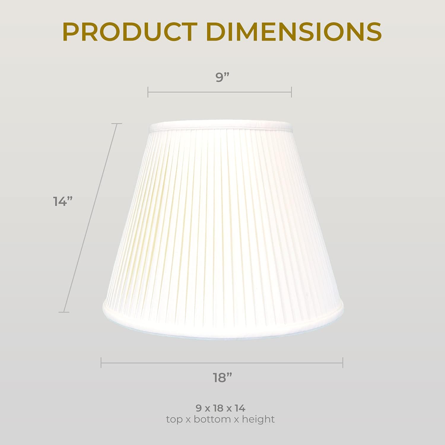 Royal Designs "Deep Empire Side Pleat Basic Lamp Shade, White, 9"" x 18"" x 14""" (BS-728-18WH)