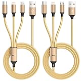 USB Multi Charging Cable for All Devices, Nylon 3 in 1 Multiple Charger Cable Charger with Multiple Connectors, USB A to USB C/Micro/Lightning USB Cable for iPhone 17-8 Pro Max/Android/iPad, 2Pack 4FT