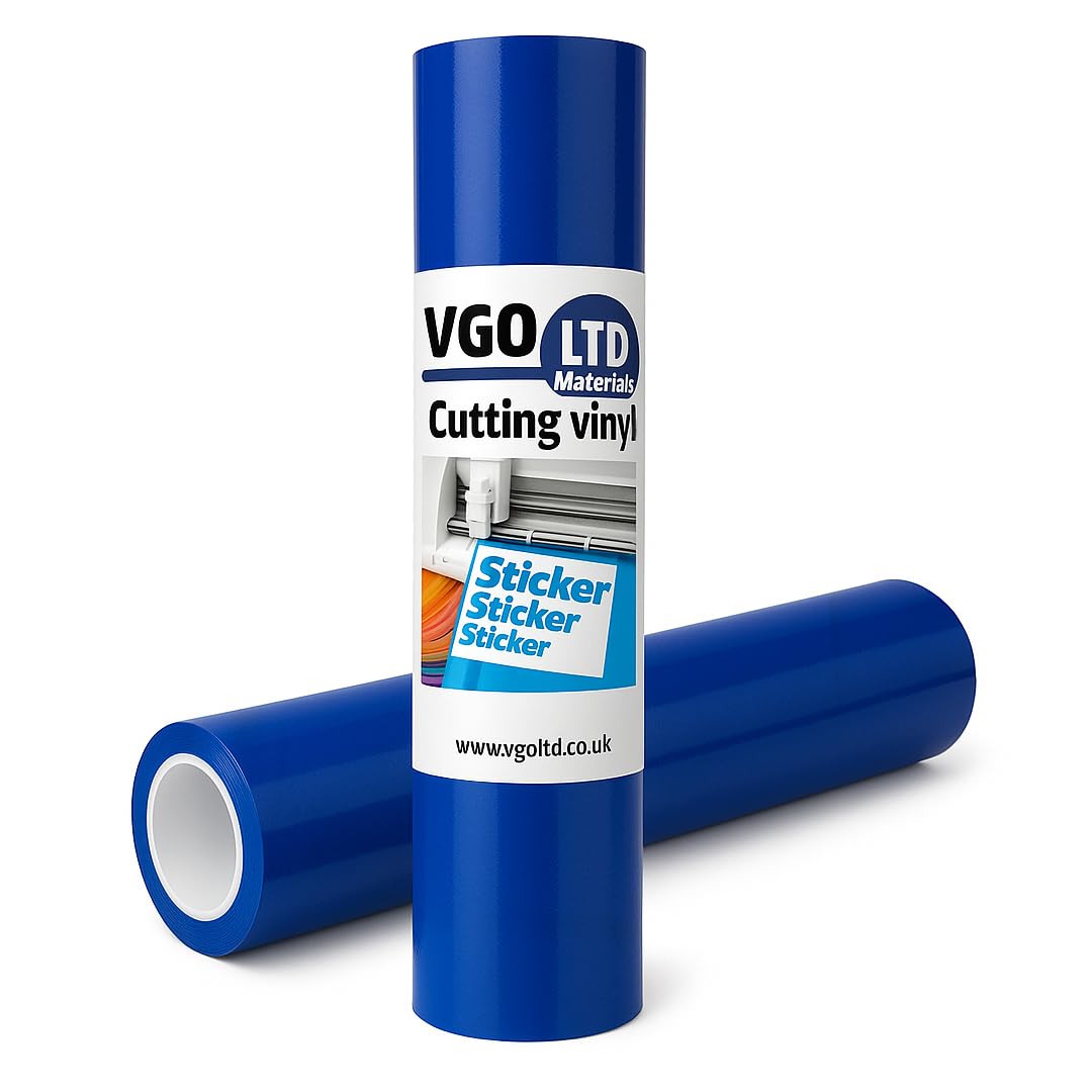 VGOLTD Permanent Adhesive Vinyl Roll –Glossy Self Adhesive Cutting Vinyl Easy Weed Vinyl for Decals Mugs Car Stickers & DIY Crafts Compatible with Cricut & Silhouette Machines (Mid Blue, 60 x 500 cm) — image 1