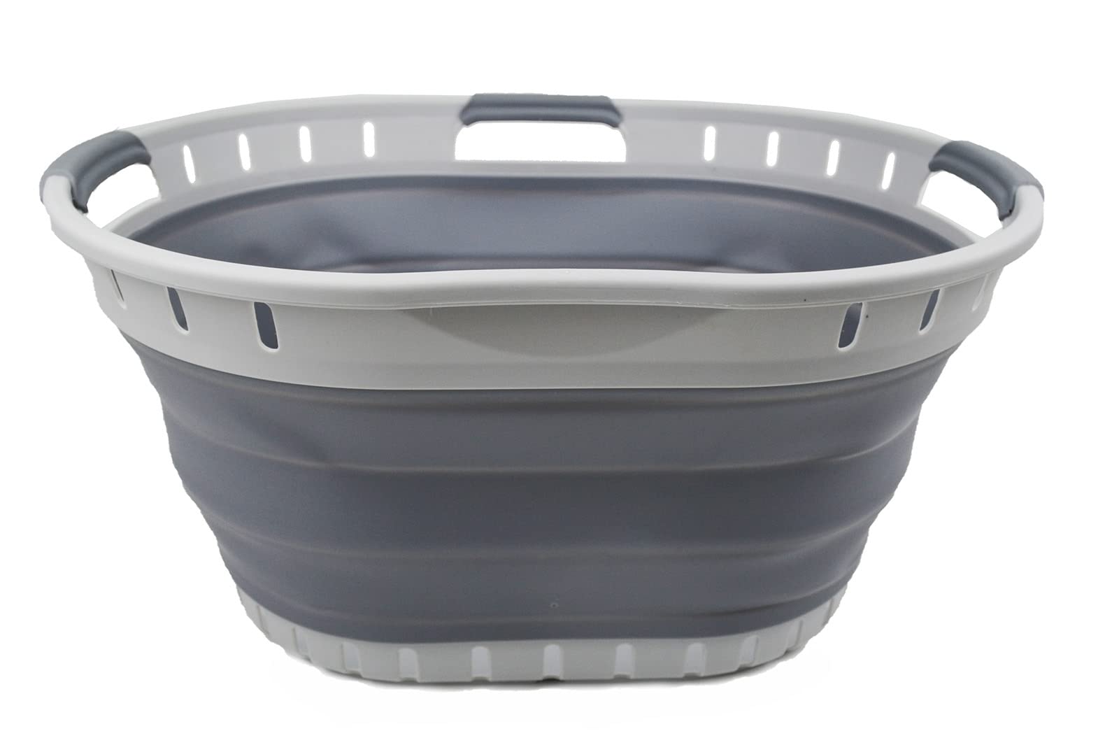 SAMMART Cesto portabiancheria pieghevole in plastica da 25 l, pieghevole, pieghevole, per riporre oggetti e conservare lo spazio (1, grigio/grigio scuro)
