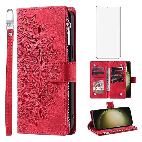 Housse portefeuille Samsung S25 Ultra 5G en cuir avec verre trempé