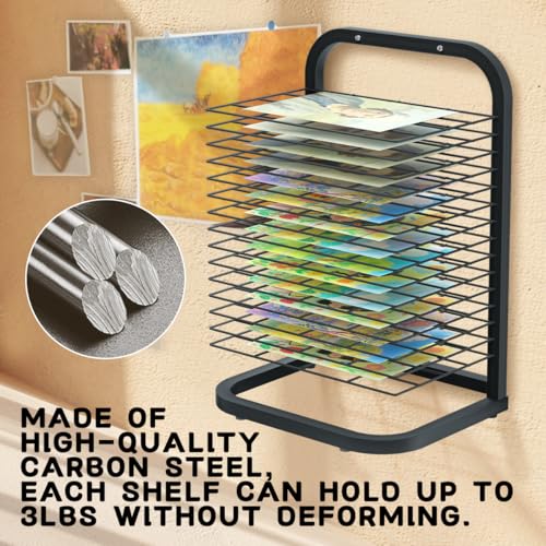 Image of INNOVART 15 Shelves Art Drying Rack for Classroom Club Painting Crafts, Metal Desktop Drying Rack for Art, Black Painting Drying & Artwork Storage Racks for Home, Classroom, Studio, Craft Room