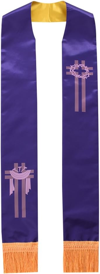 BLESSUME Church Priest Reversible Stole Clergy Mass Stole with Tassels