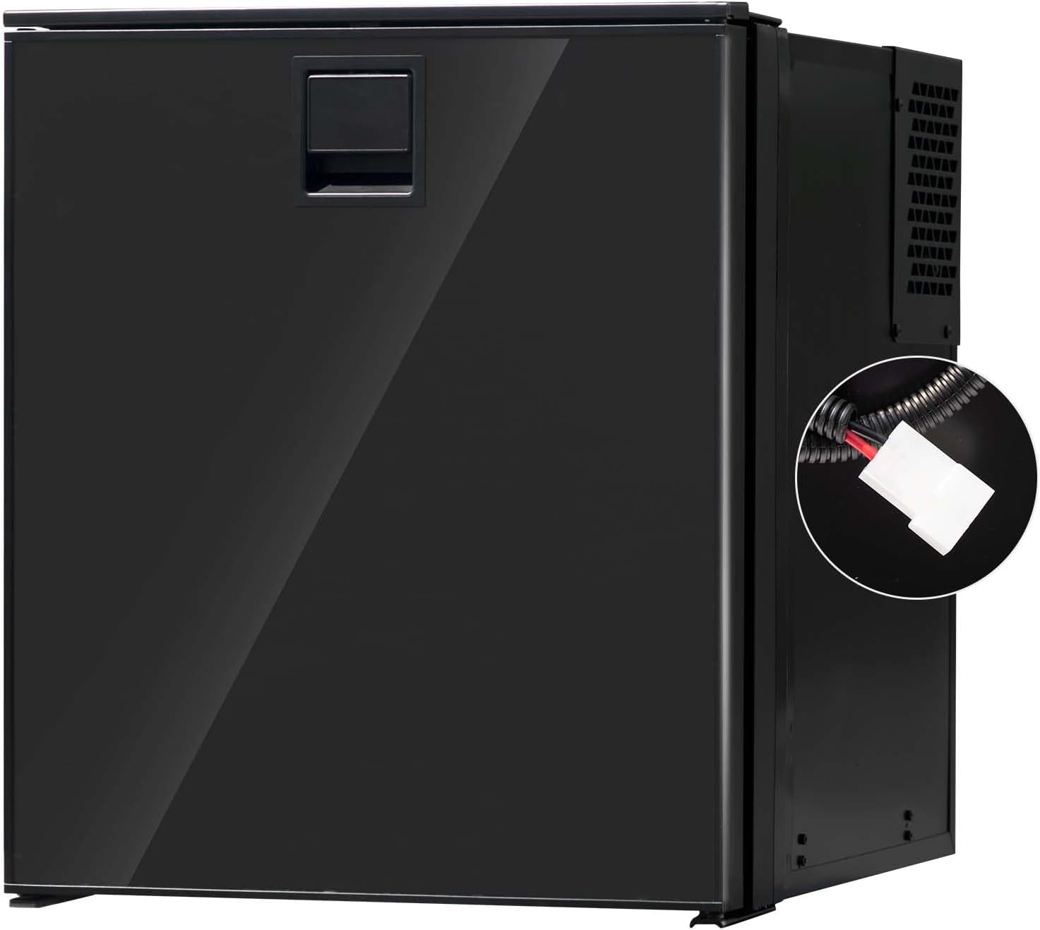 Smad 2.1 Cu.Ft. 12V RV Refrigerator with Freezer,17.8 in.W Car Fridge Freezer with Led Light, Reversible Door, Recessed Handle, Traval Fridge for Truck, RV, SUV, Van, Boat, Camping, DC 12V/24V, Black