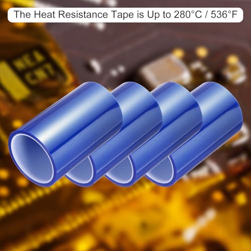 Image of uxcell Blue Heat Tape, 1 Roll 150mmx33m 108ft High Temperature Heat Resistant Tape for Sublimation,Heat Vinyl Press,Heat Transfer, Circuit Board, No Residue