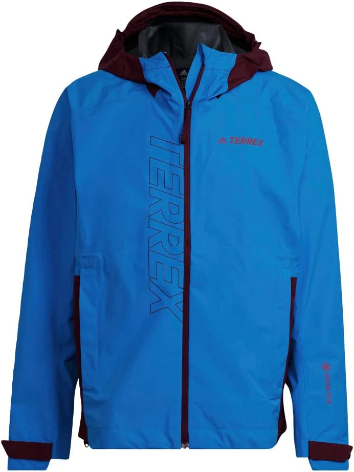 adidas Men's Goretex Paclite Outdoor Technical Rain Jacket, Shock Blue/Shadow Red