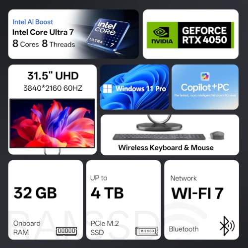 Image of Lenovo Yoga AIO 32i All-in-One Desktop Computer, Ultra 7 258V, RTX 4050