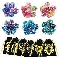 Dadi D&D, Set Dadi D&D Metallo con Scatola Poliedrici Vuoti Set Dadi da Gioco per Dungeons and Dragons HNCCESG D4/D6/D8/D10(0-9 e 00-90)/D12/D20 Facce(Angelo Schizzi Di Sangue