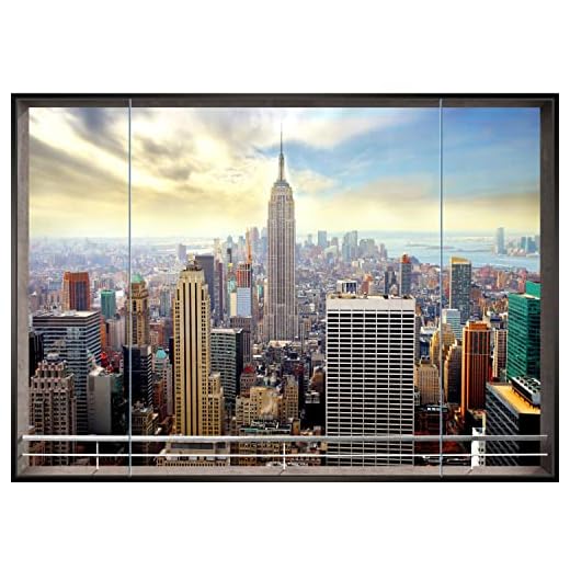 Papel Pintado Fotográfico New York 308 x 220 cm Tipo Fleece no-trenzado Salón Dormitorio Despacho Pasillo Decoración murales decoración de paredes moderna - 100% FABRICADO EN ALEMANIA - 9026010a