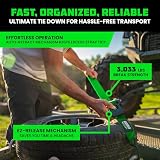 Rhino USA Retractable Ratchet Straps (2-Pack) - 2 Inch x 10 Feet (3,033lb Break Strength) - Heavy Duty Auto Self Retracting Tie Down Straps for Truck, Cargo Trailer, Motorcycle, Rad & More - Green
