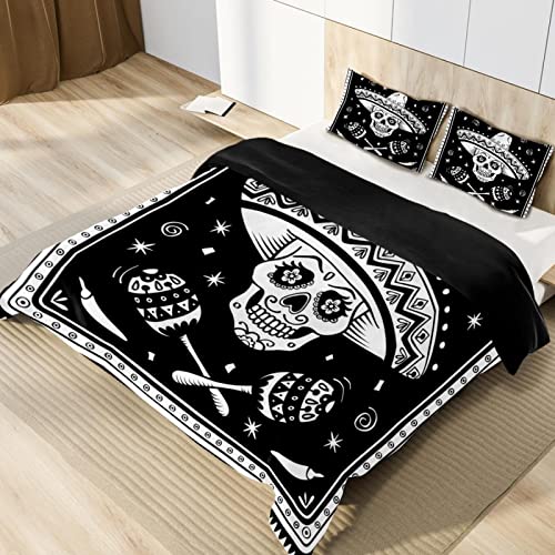 Duvet Covers Set King Mexican Hat Sugar Skull - Soft And Breathable Microfiber Comforter Bedding Set With Zipper Closure For Kids Women Men, 1 Duvet Cover 2 Pillowcase #TOP1
