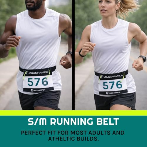 VeloChampion Leichter Laufgürtel Für Damen Und Herren – Elastischer Startnummernhalter Mit Stretch-Passform – Ohne Sicherheitsnadeln – 3 Größen – Laufen. Triathlon. Radfahren. Marathon. Joggen