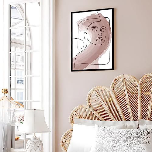 Image of Ritwika's Abstract Wall Art Of Outline Of Women Portrait Painting With Frame | Perfect For Home Office Decor | Size 9.5 inch x 13.5 inch Painting (03 - WOMEN)