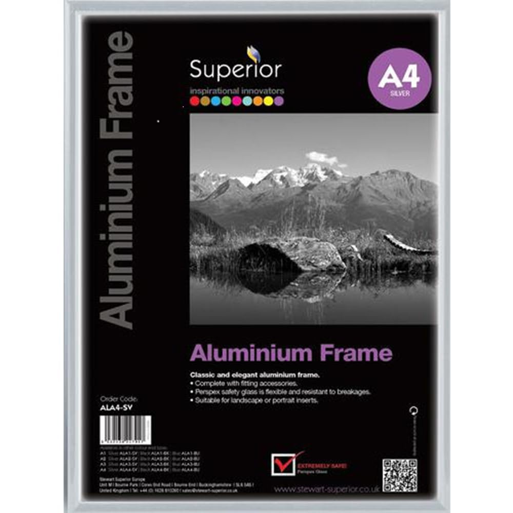 SECO A4 Brushed Aluminium Picture Frame | Silver | Perspex Safety Glass | Photo, Certificate & Artwork Display | Home & Office Decor