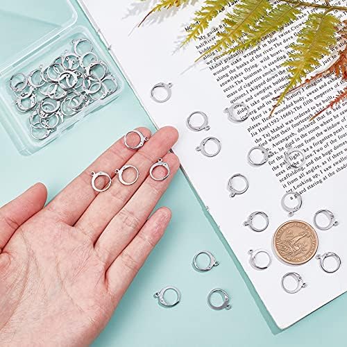 UNICRAFTALE about 50pcs Leverback Earrings 304 Stainless Steel Lever Back Earring Hoop Earring Metal Leverback Earwire Findings with Loop for DIY Jewelry Making, Stainless Steel Color