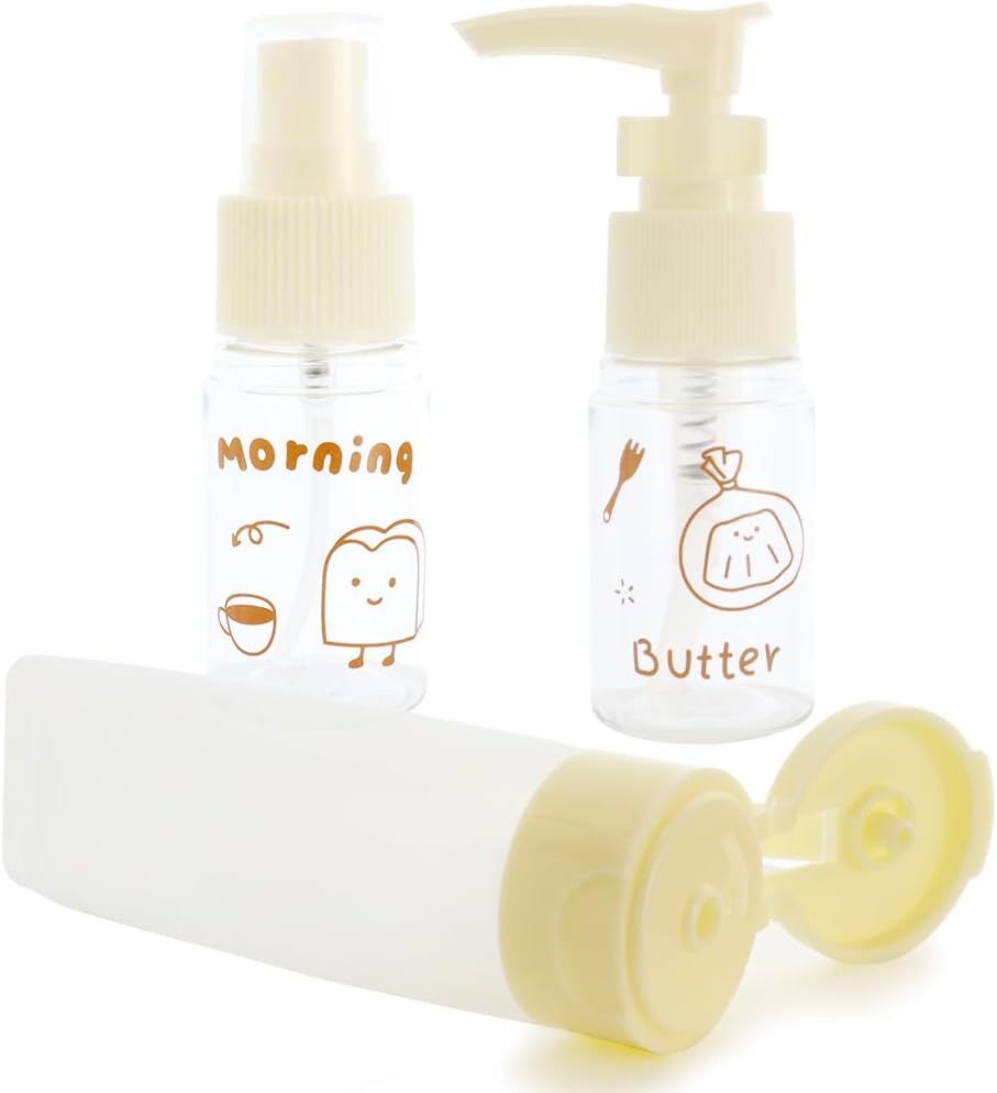 TCOTBETravel Bottles Set for Toiletries, Travel Bottles Kit, Travel Size Spray Bottles Tubes Container Portable Travel Accessories with Label for Shampoo Conditioner Lotion Liquids, Set of 3