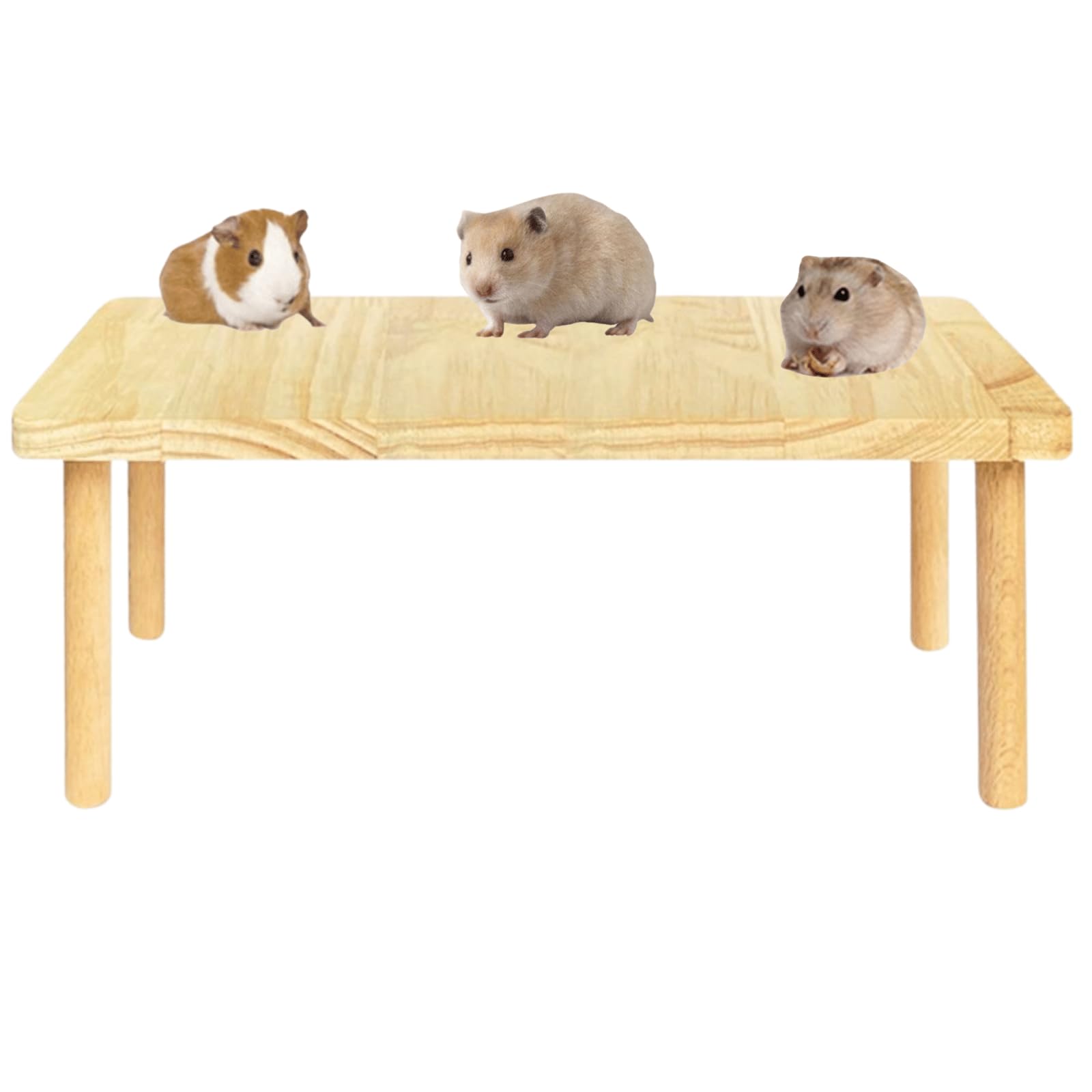 Copfeu Wooden Small Animals Stand Platform,Natural Toys Cage Accessories for Hamster Squirrel Gerbil Chinchilla Parrot and Pet Bird (15.75 * 7.09 *