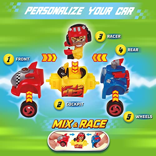 Piezas intercambiables de los coches desmontables T-Racers Glow Race con pilotos sorpresa 5