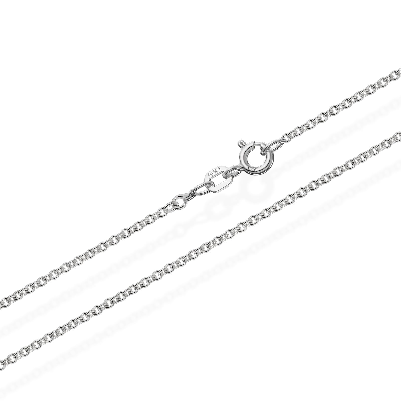 NKlaus Cadena redonda de malla forzada de plata de ley 925, collar macizo de 2,00 mm de ancho