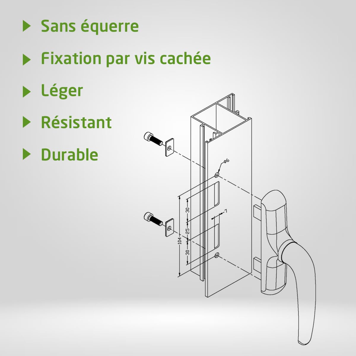 Amig Poignée pour fenêtres ouvrantes latérales aluminium PVC blanche 172 x 27 x 59 mm