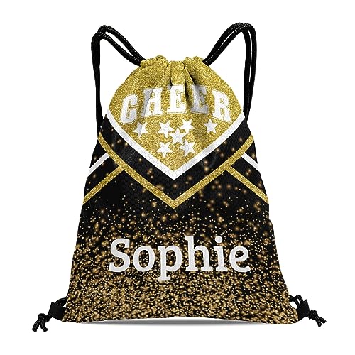 Gold Cheerleaders Cheer Print Drawstring Bag Gym String Bag Sackpack Backpack for Women Men