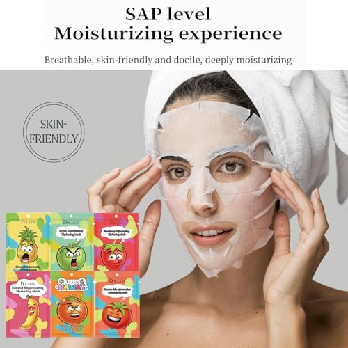 Face Mask Set Skin Care for Teenage Girls - Moisturizing Fruit Sheet Mask to Rejuvenating & Smoothing - Face Masks Skincare to Solve Skin Problems & Improve Skin Quality - Gift Set for Women (Set D) - Image 8
