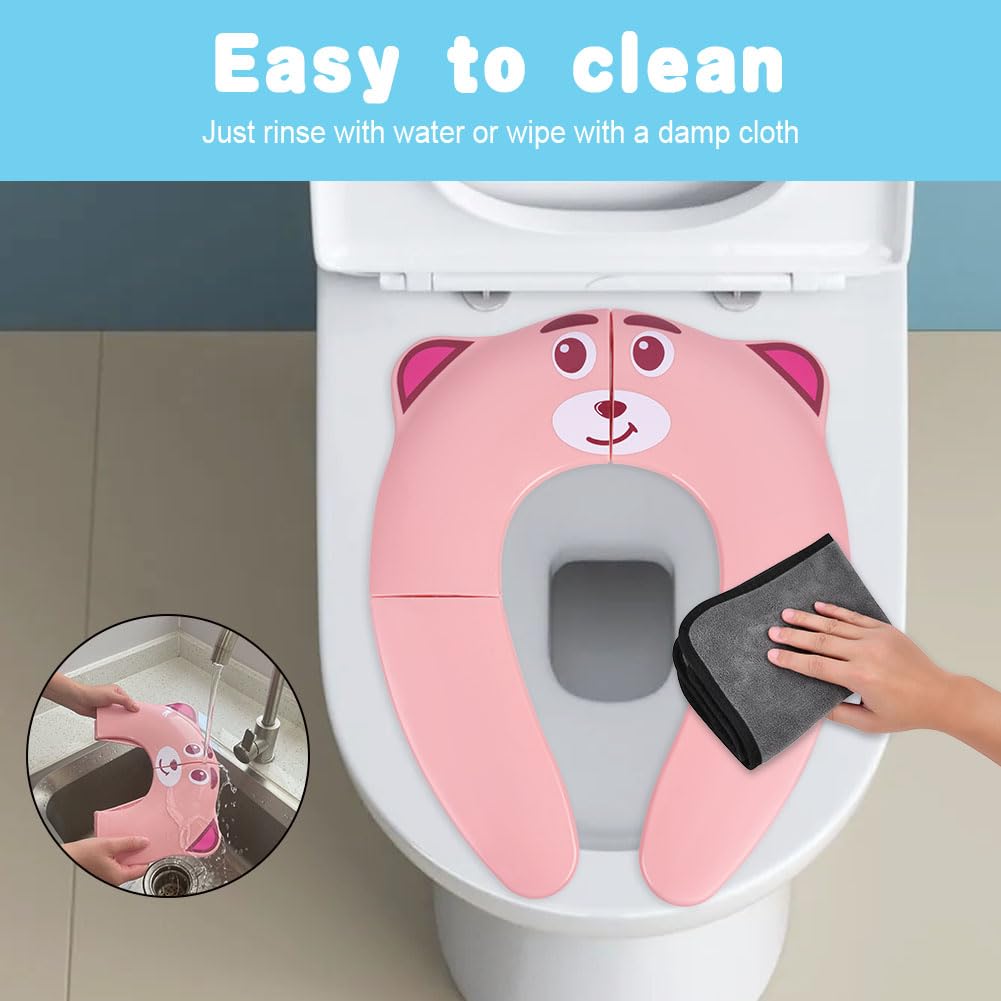 HOTUT Folding Travel Toilet Seat,Folding Travel Potty Seat for Boys and Girls with Toilet Training Reward Chart,Folding Toilet Seat with Storage Bag,Folding Potty Training Seat for Kids - Image 4