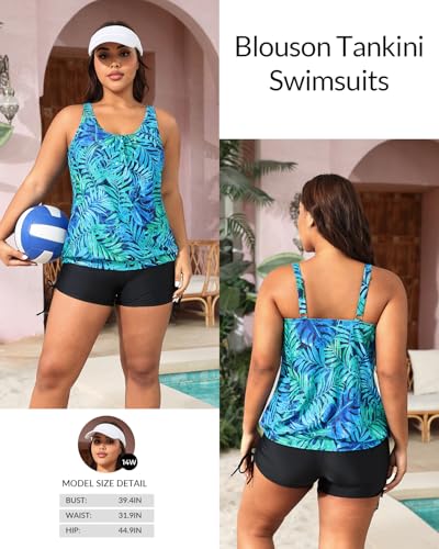 Yonique Blouson Tankini Swimsuits for Women 2 Piece Bathing Suits Tops with Boyshorts Modest Loose Fit Swimwear4
