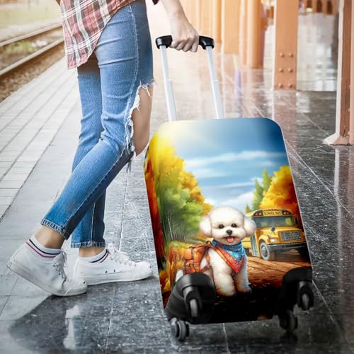 Goodbye Summer Bichon Frise Hello Fall Time for School Travel Luggage Cover Bichons Dog Lovers Gifts Idea Suitcase Dust Protective Decor - 020143