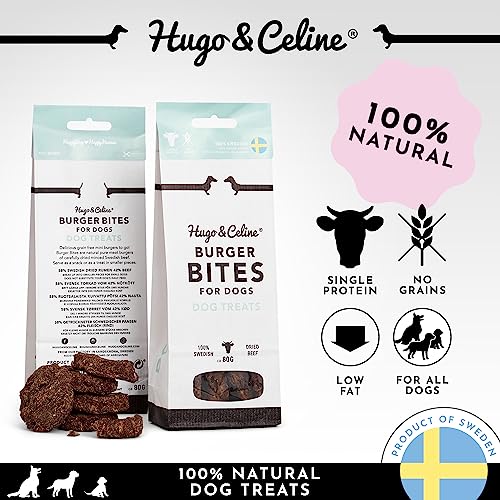 Hugo & Celine Burger Bites Dog Treats, 100% Pure Swedish Beef, Natural, Healthy, Grain Free, Low Fat Treat. for Puppies Small - Image 2