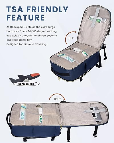 LOVEVOOK Travel Backpack for Women Men as Personal Item Flight Approved, 40L Luggage Carry On Backpack, 17.3inch Large Daypack Laptop Backpack Waterproof Outdoor Sports with 3 Packing Cubes, Indigo - Image 5