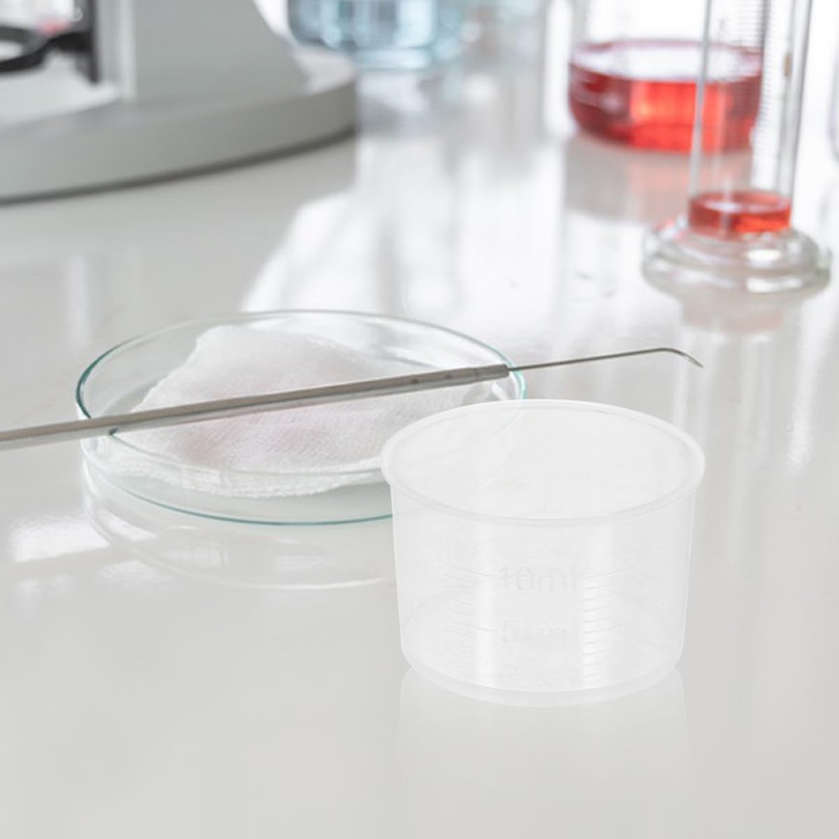 ibasenice 200 Pcs 10ml Plastic Measuring Cups Resin Dispensing Scale Cups Medication and Epoxy Mixing Tools for Kitchen and Laboratory Use