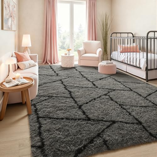 Grand tapis de chambre à coucher moderne pour une déco pelucheuse