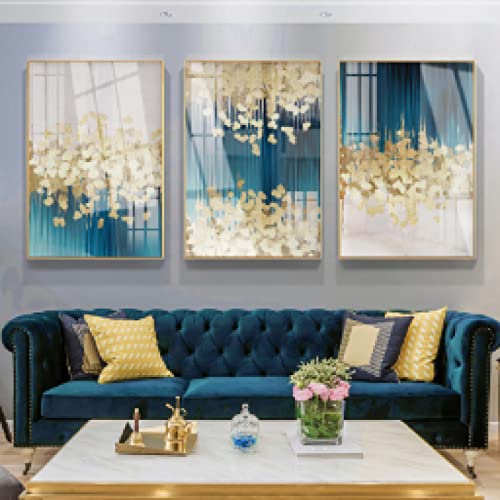 Affiche Peinture Feuille d'Or Abstraction Art Mur Impression Toile Salon 50x70cm