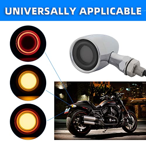 Image of Motorcycle Turn Signals LED Front Lights 2 PCS, Vintage 42 LEDs Switchback White Amber Light for Running Turn Blinkers Universal Fit Scooter Suzuki Yamaha Honda Harley Dyna Bobber-Black