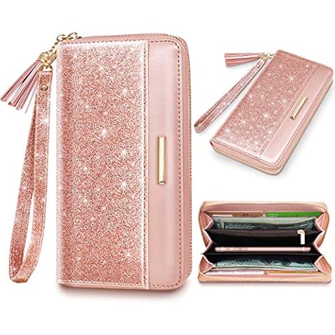 Coco Rossi Pink Glitter Leather Wallet Cover