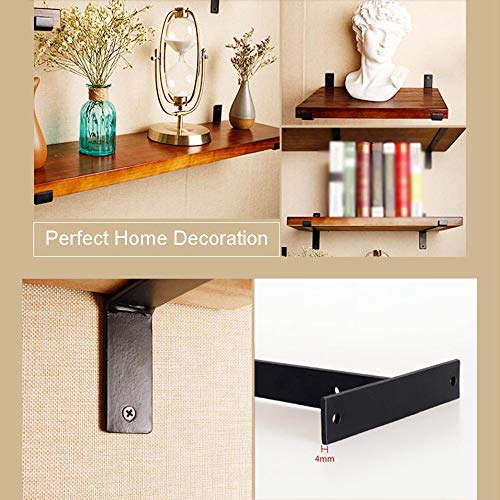 Floating Shelf Bracket For Scaffold Board,Black Iron Wall Brackets For Shelves Load: 220Lb/100Kg,Board Not Included,L Lip #TOP4