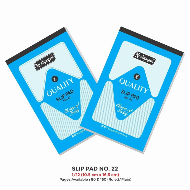 Image of NEELGAGAN Slip Pad No. 22 Stationery Pack - Ruled Memo Pads (10.5 x 16.5 cm) - 40 Sheets /80 Pages per Pad - Ideal for Office, School & Home Note Taking - Durable Pocket Notebooks (Pack of 20)