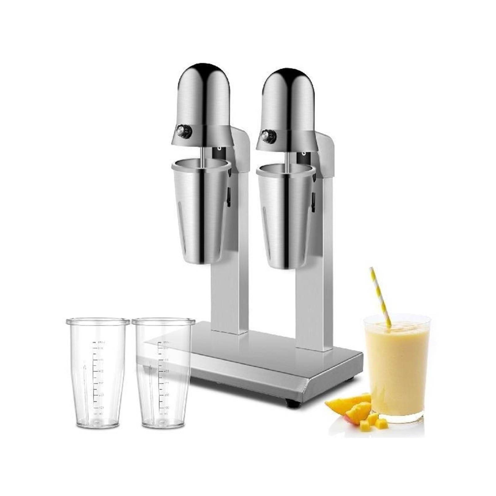 800ML Elektryczny ekspres do koktajli mlecznych Komercyjny automatyczny blender Maszyna spieniania Podwójna głowica ze stali nierdzewnej Mikser napojów słodowych Do użytku DIY