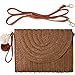 Stroh Umhängetasche Stroh Clutch Stroh Crossbody Tasche Casual Strand Stroh Handgemachte Tasche für Frauen Umschlag Geldbörse Geldbörse, dunkelbraun