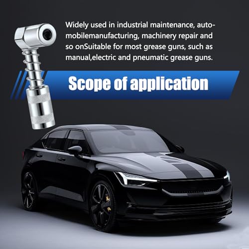 Image of 2 PCS Car Grease Nozzle Adapter, 1.3 inch x 3.04 inch 1 /8NPT 90 Degree Stainless Steel Waterproof Vehicle Coupler Grease Installation Tool with Sleeve, Small Space Auto Coupler Accessory (Silver)